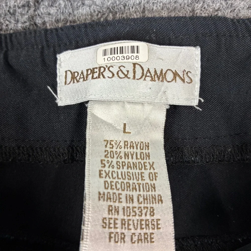 Drapers & Damons Women Large 34x30 Black Straight Leg Stretch Pull On Dress Pant